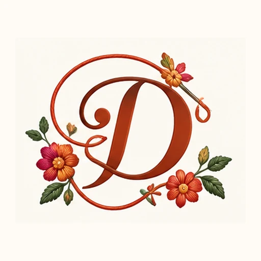 Emblema floral con la letra D de Costuras Dessens